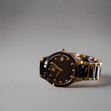 Petite Link Miracle 34MM Womens Ceramic Watch In Black/Rose Gold